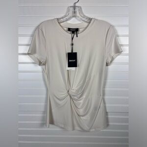 DKNY Short Sleeve White Twist Top